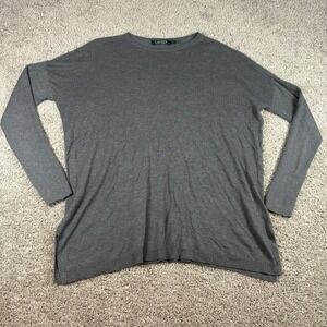 Lauren Ralph Lauren Womens Gray Lightweight Long Sleeve Sweater Size Small
